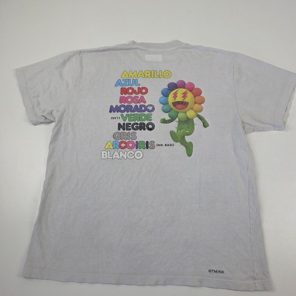 J Balvin Shirt Mens XL White Rainbow Flower Spanish Colors Graphic T-Shirt Tee